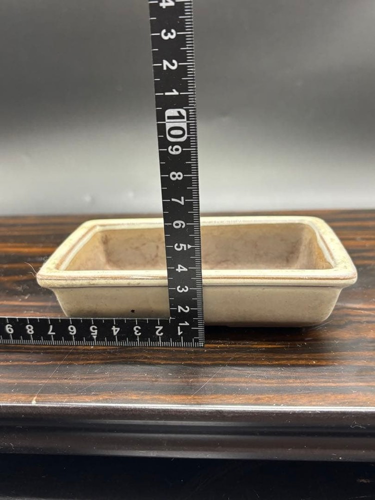Pottery Rectangular Bonsai Pot White Japanese Art Shape Miniature Tree Container