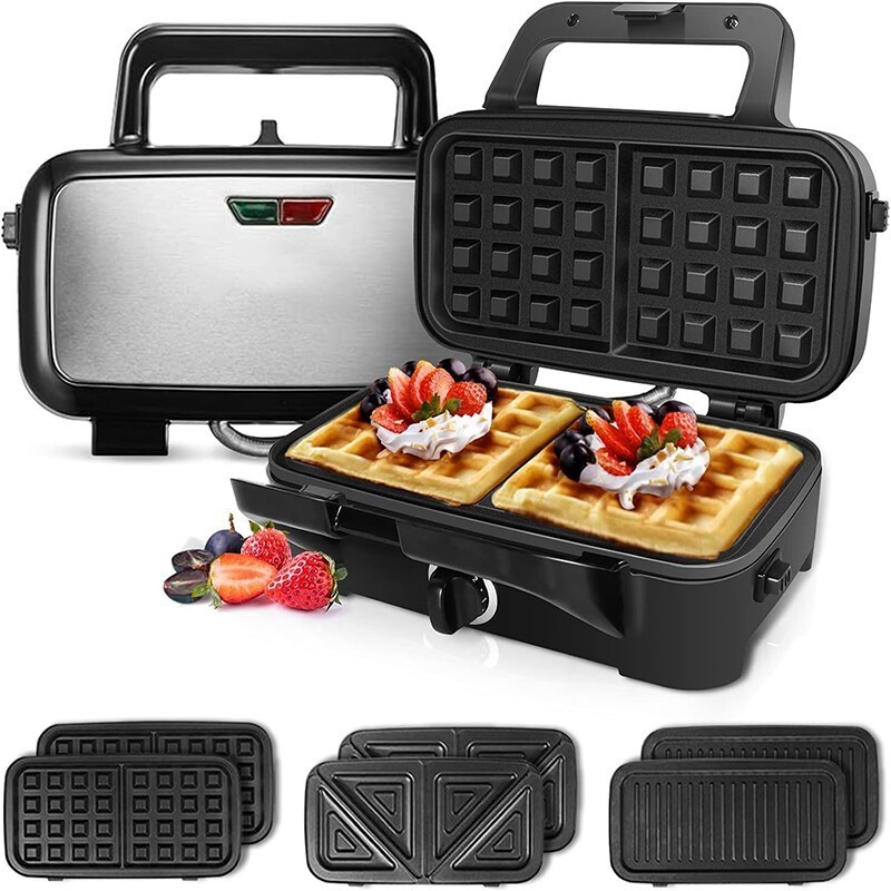 1200W KITCHEN 3 IN 1 SANDWICH TOASTER WAFFLE MAKER IRON TOAST GRILL PANINI PRESS