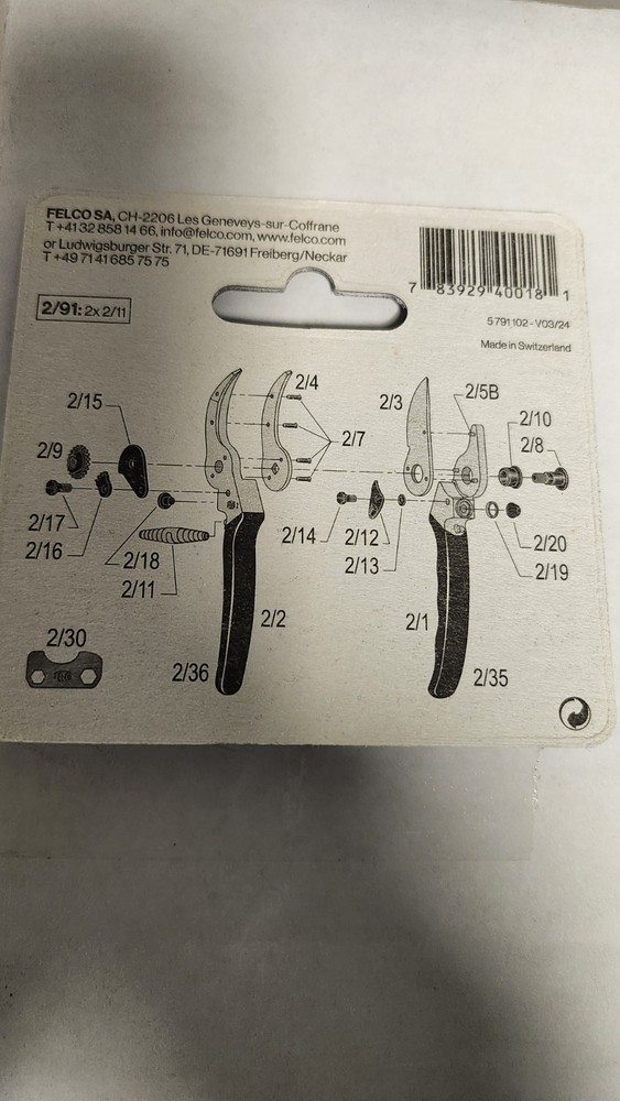 Felco 2/91 Replacement Spring 2pack New