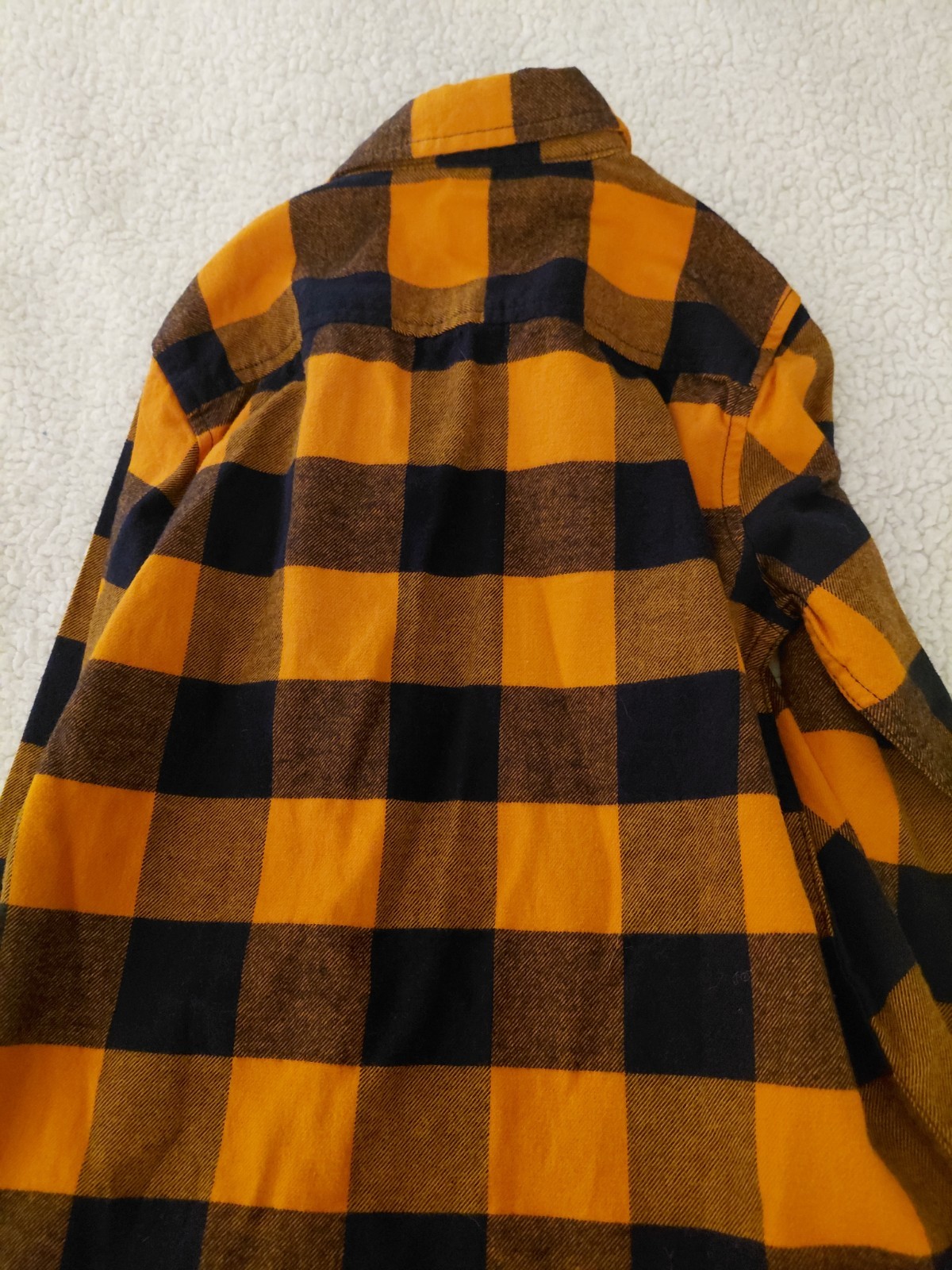 LANDS END Boys Blue/Orange Plaid Flannel Long Sleeve Shirt Size L-7/EUC