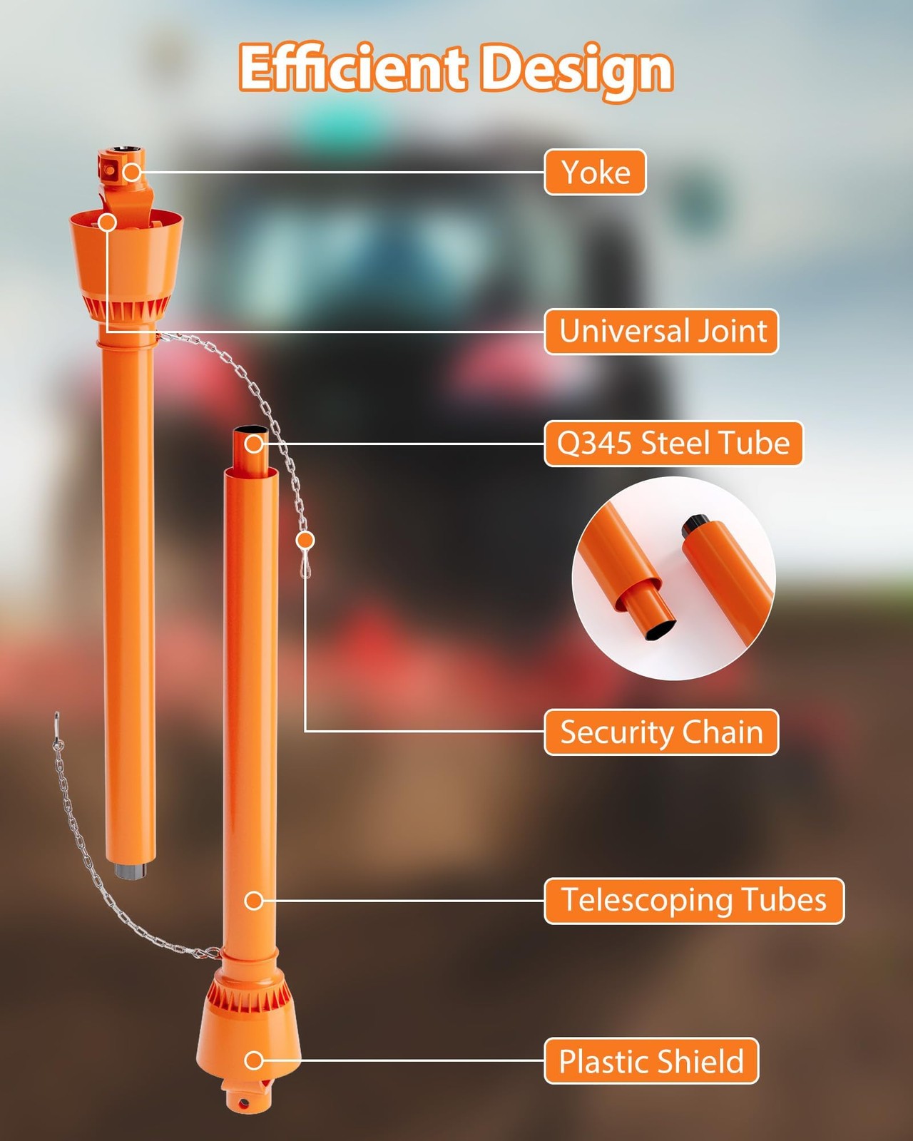 Series 4 Tractor 43"-61" Brush Hog PTO Shaft for Bush Hog 1 3/8" PTO Drive Shaft