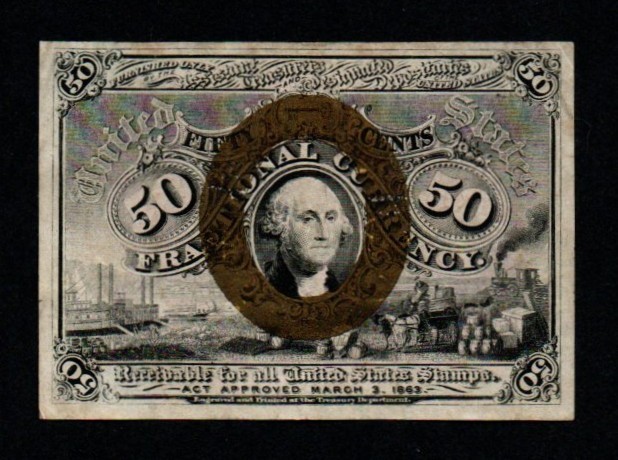 50c 1863-67 2nd Issue CRISP XF+ Red Back Washington Frame Fractional Currency!