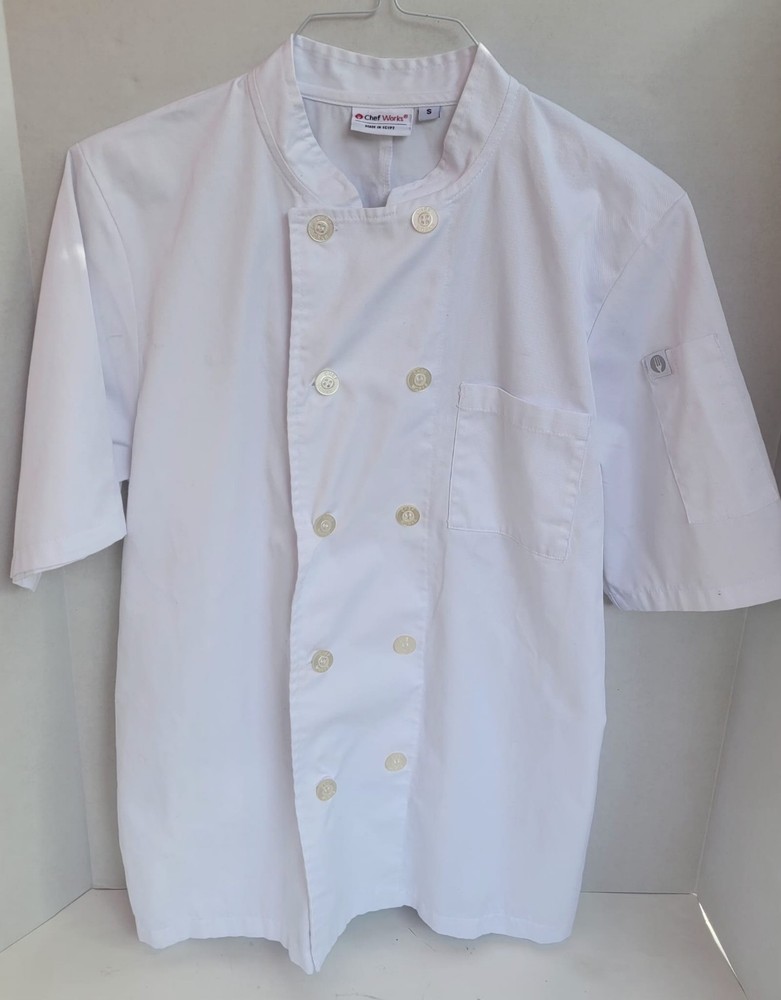 Chef Works White Short Sleeve Jacket - Size S. Read