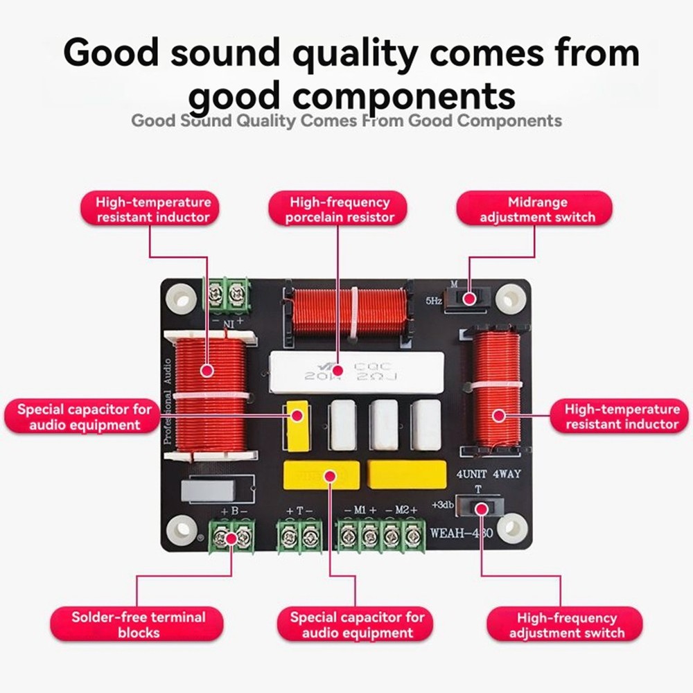 300W 4 Way Crossover Audio Speaker Crossover + Dual Midrange + Treble5643