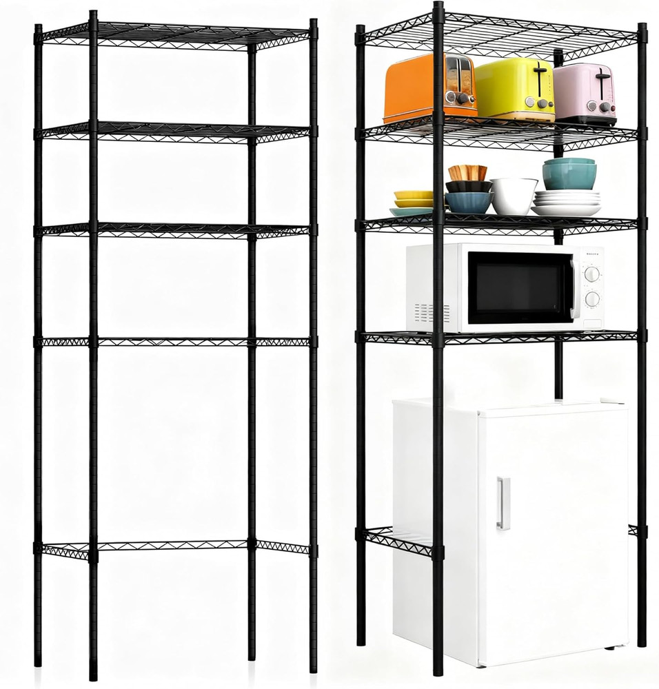 4 Tier Mini Fridge Shelf with Storage for Dorm Adjustable Hight over Mini Fridge
