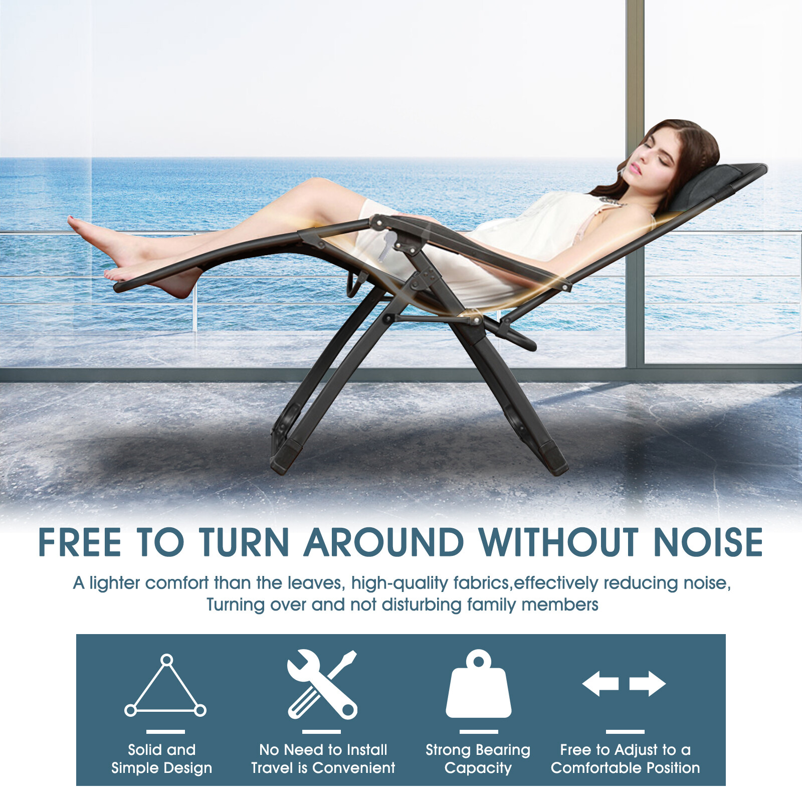 NAIZEA Zero Gravity Chair, Premium Lawn Recliner Folding Chaise Lounge & Cushion