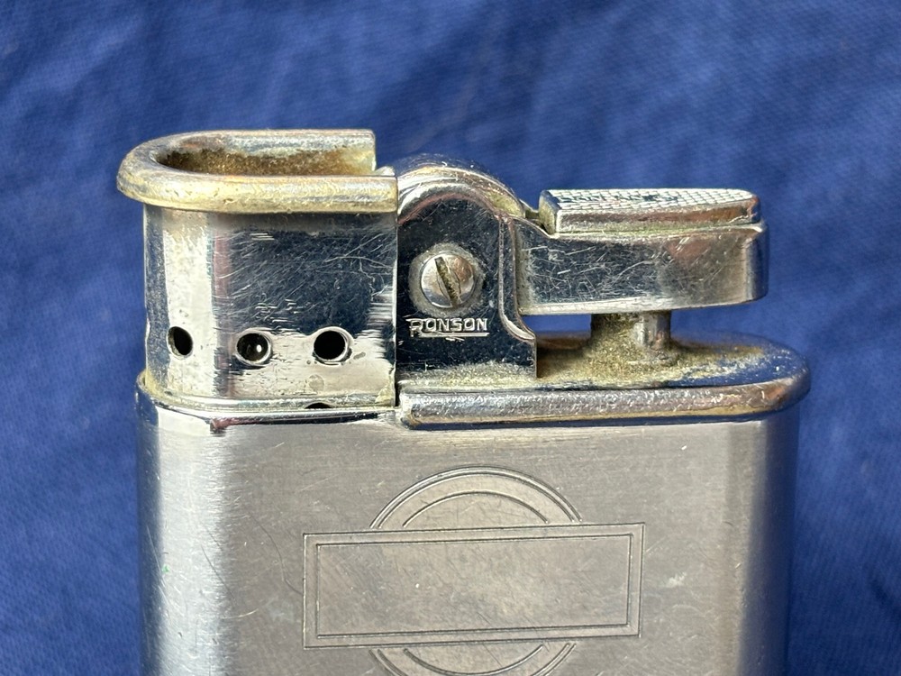 Vtg Ronson Whirlwind Lighter With Blank Initial Plate & Windguard