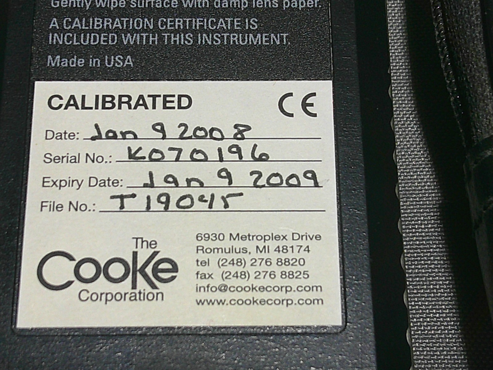 COOKE CAL-LIGHT 400 CALIBRATED PRECISION LIGHTMETER 40,000 FC / 40,000 LUX