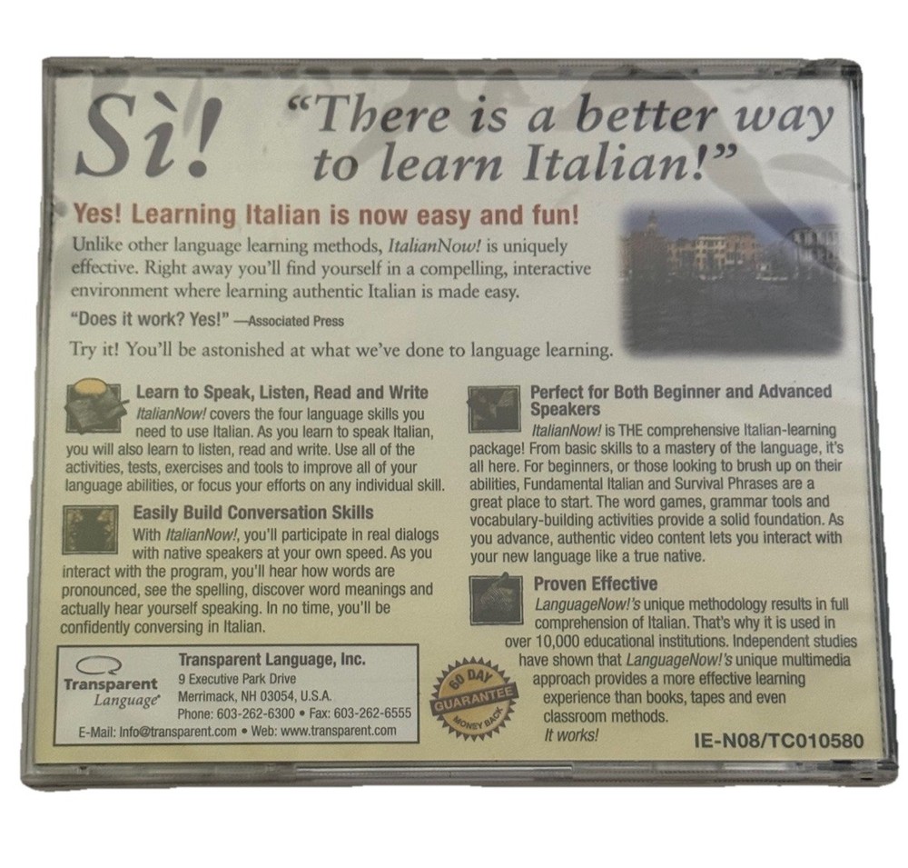 Learn Italian Now Transparent Language Learning Master Program PC CD-ROM #8