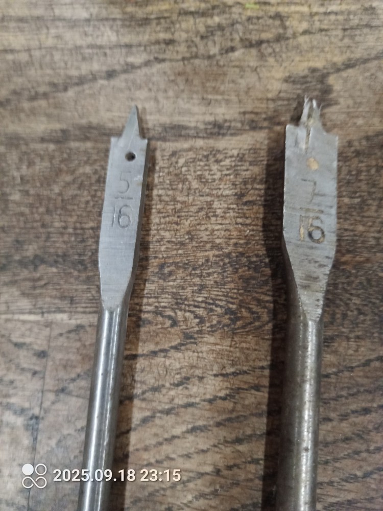 Three 10-in Long Flatwood Spade Drill Bits