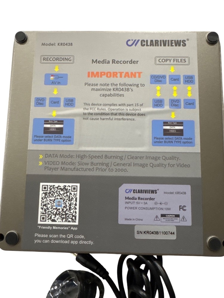 Clariviews Multi-Function Digital Media Recorder KR043B