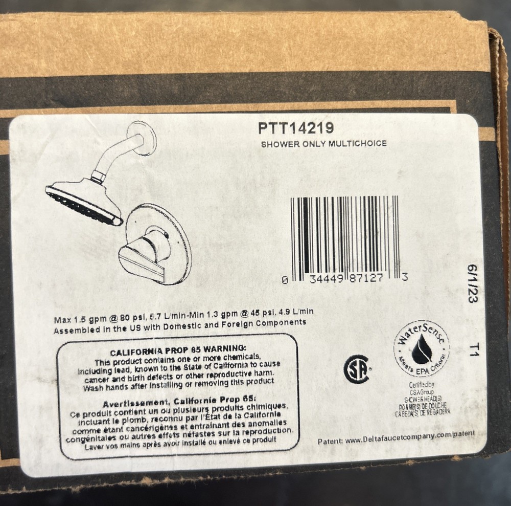 Peerless PTT14219 Xander Single Handle Shower Head Trim Kit Only Chrome