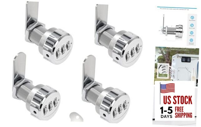 RV Baggage Compartment Door Combination Lock Silver for 1'' Thick Door,