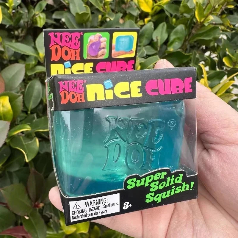 Nee Doh Nice Cubes Ice Cube Toy Fidget Super Solid Squish Blue*