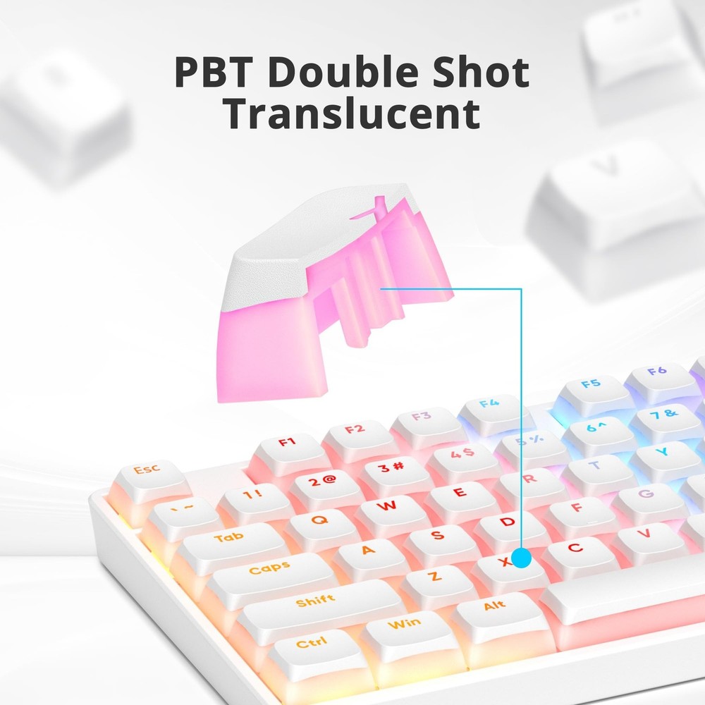 PBT Pudding Keycaps Set 117 Keys, Double Shot Translucent XDA Profile for ISO...
