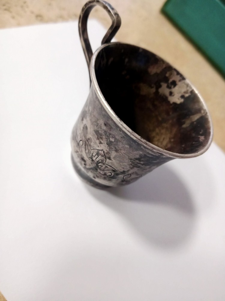 antique cup covered with silver, silver plating