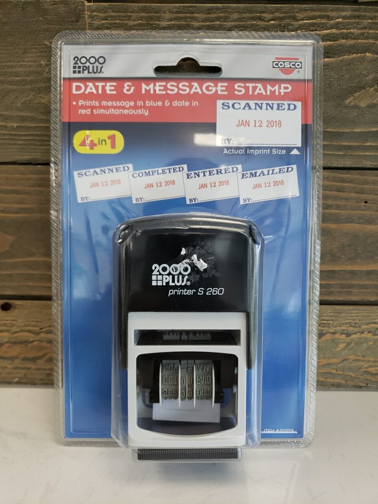 2000 Plus 4-in-1 Self-Inking E-Message Date Stamp 1-78" x 3/16" Impression