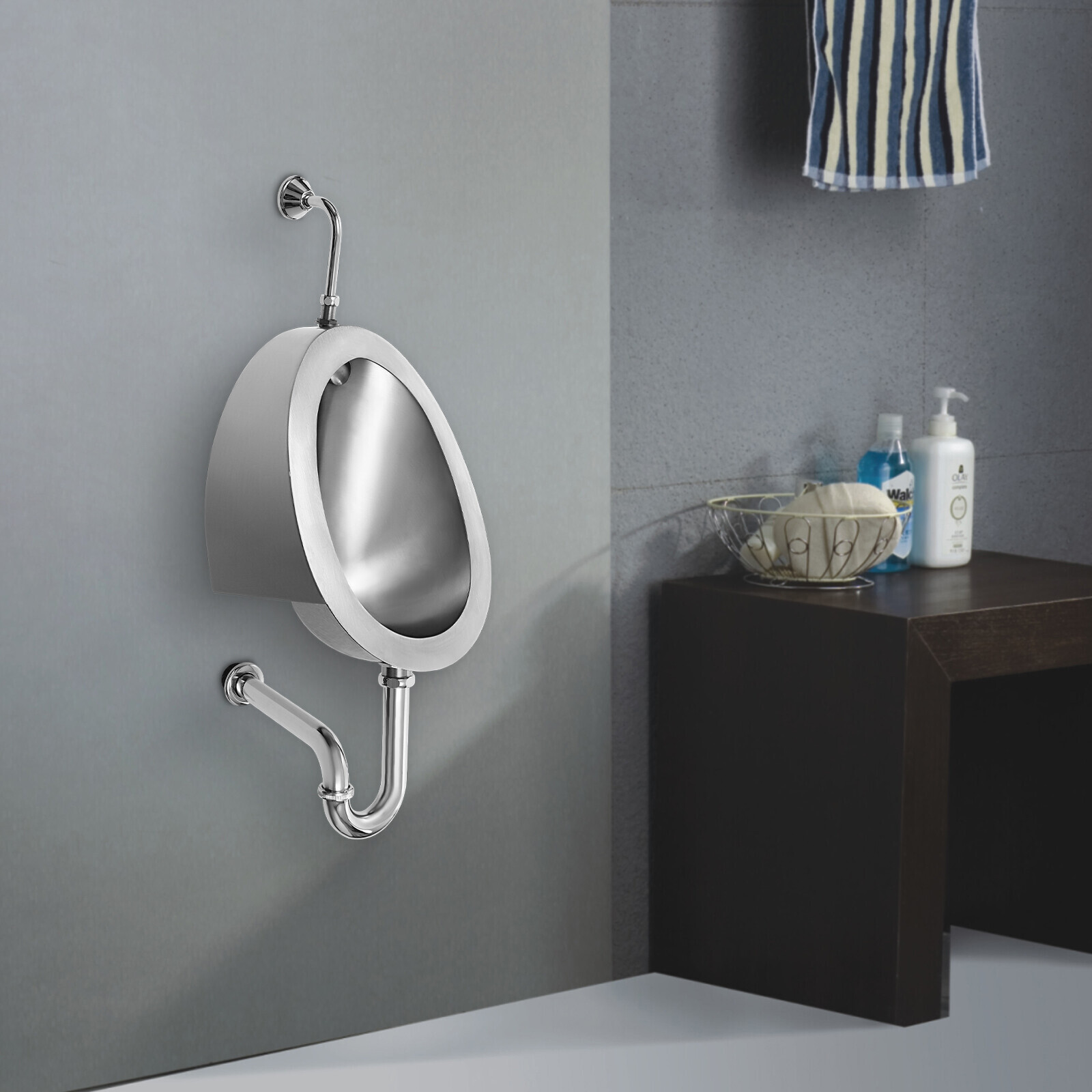 Automatic Wall Mounted Bathroom Urinal, Intelligent Sensor Flush Public Toilet