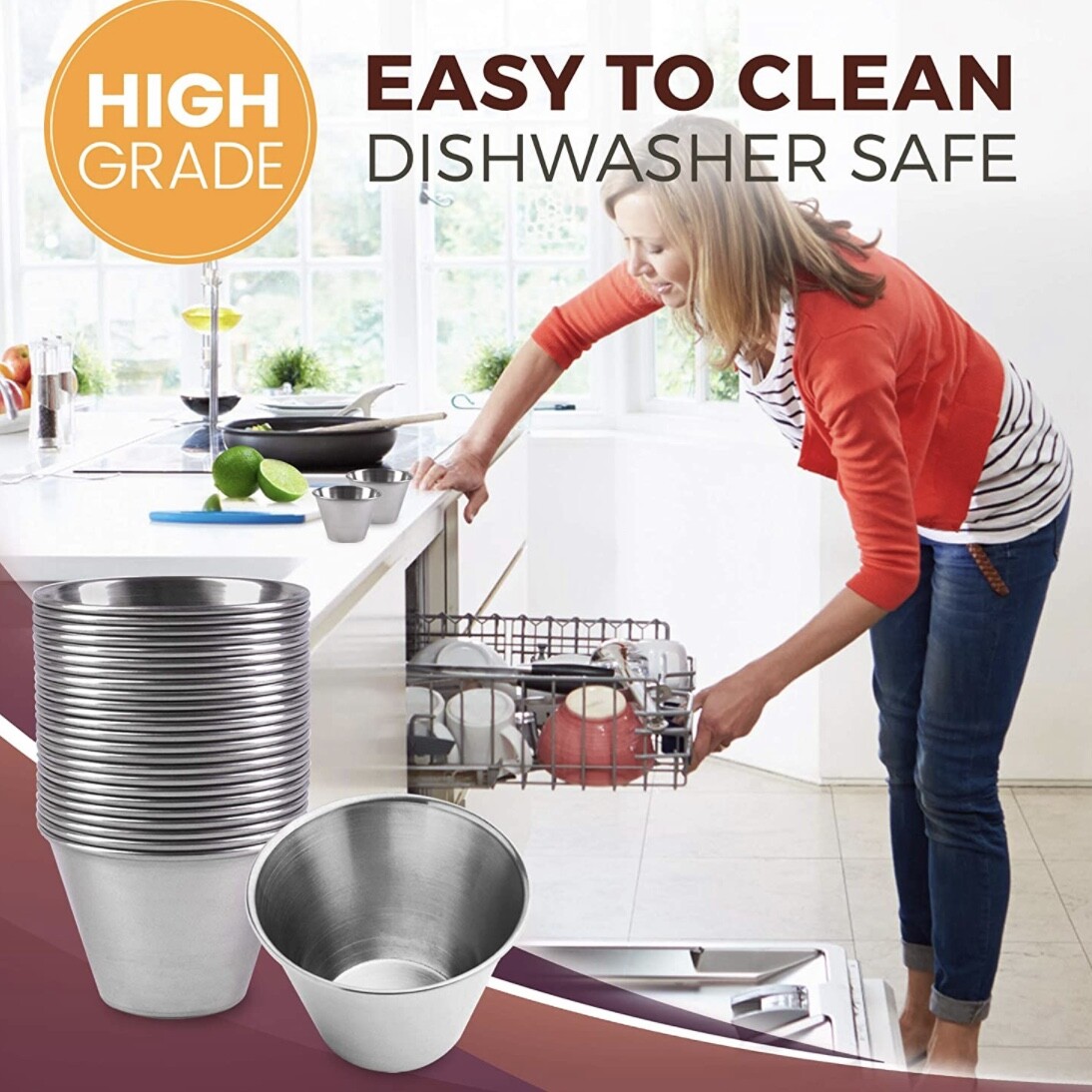 4 oz Sauce Cups Stainless Steel Condiment Portion Cup Dipping Sauce Cup