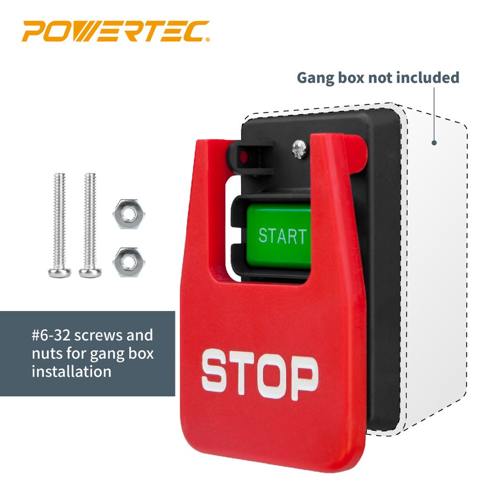 POWERTEC 110/220V Paddle Switch with Screws Installation Hardware Kit (71651)