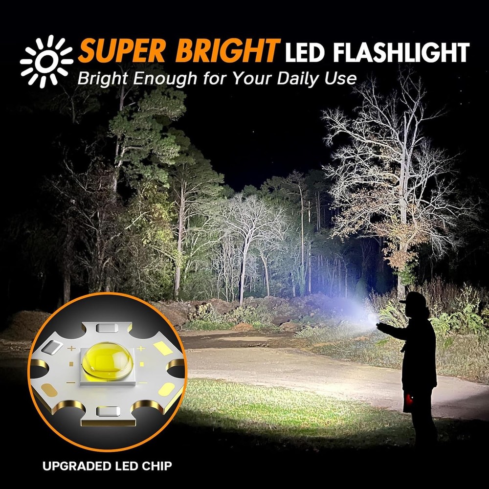 WdtPro LED Flashlight High Lumens SR2000 Pro, 2 Pack Brighter 2 Pack, Orange