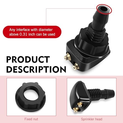 2PCS Windshield Washer Nozzle, Front Windshield 2 PCS #Straight Column Black