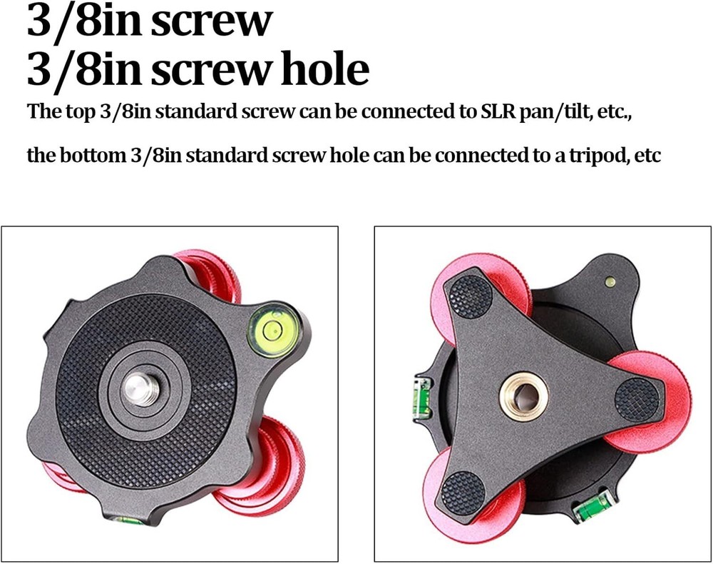 LP-64 Camera Tripod Head Leveling Base Triple-wheel Precision Leveler Adapter