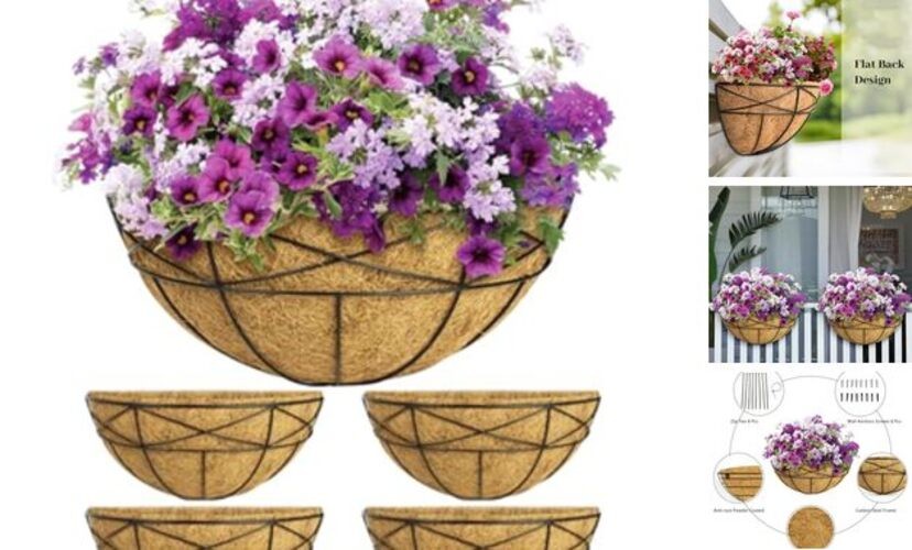 4 Pack Window Boxes Planters Railing Planter Box with Coco Liners Deck 14 Inch