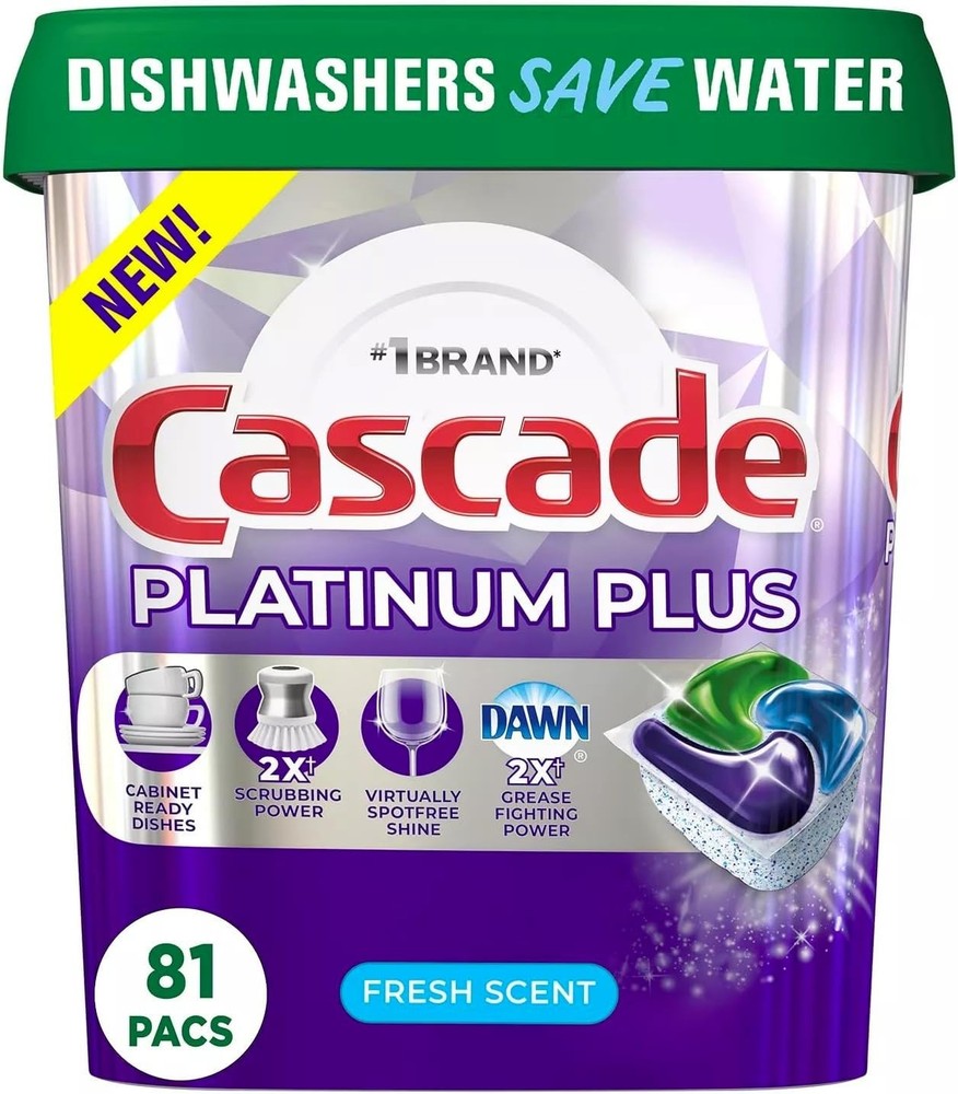 Cascade Platinum Plus Dishwasher Detergent Actionpacs Fresh Scent - 82 Count