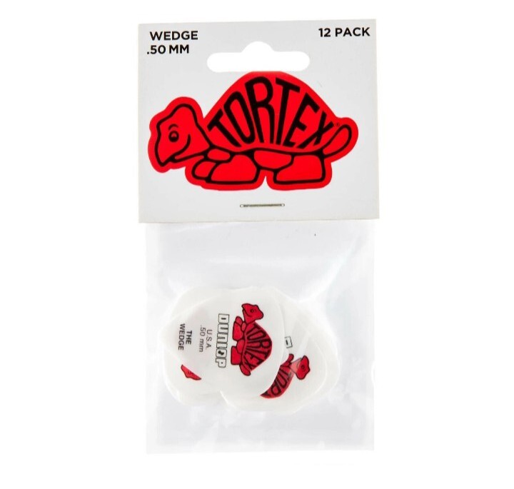 Dunlop Tortex Wedge Guitar Picks 1 Dozen, Red, .50mm