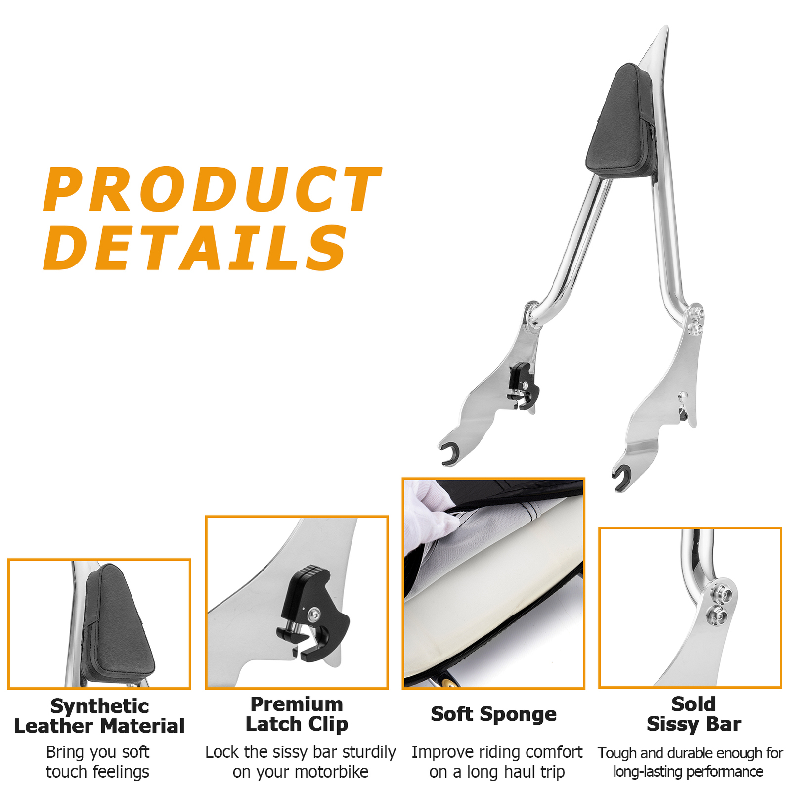 27" Tall Sissy Bar Backrest w/Rack for Harley Road King Street Glide 2009-2024