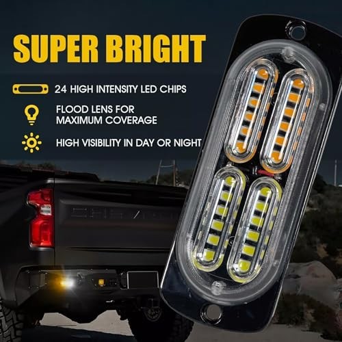 LED Grille Lights for Trucks 8Pcs Surface Mount Emergency Amber / White -2