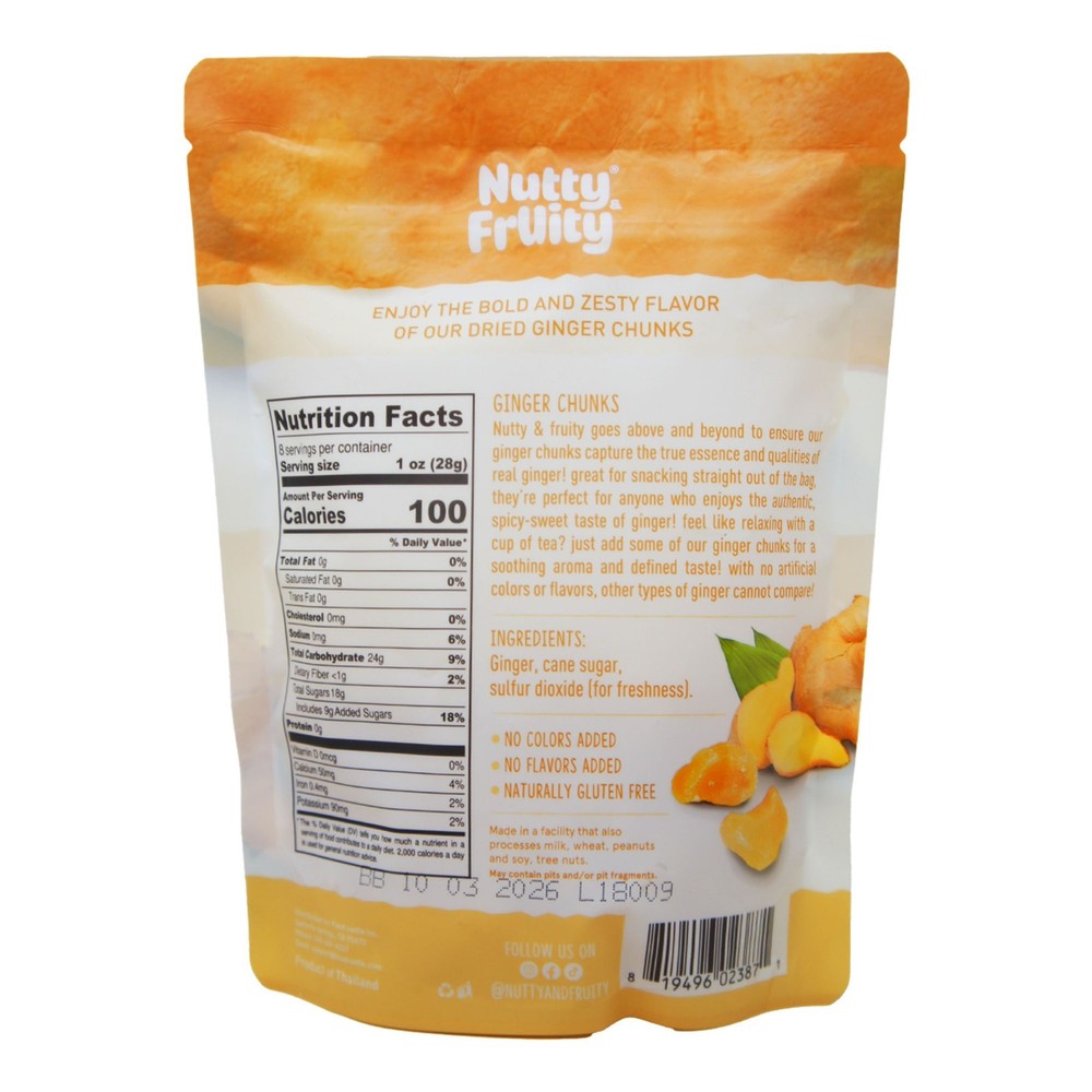 Nutty & Fruity Ginger Chunks Non-Crystallized 8 OZ – 2 Pack