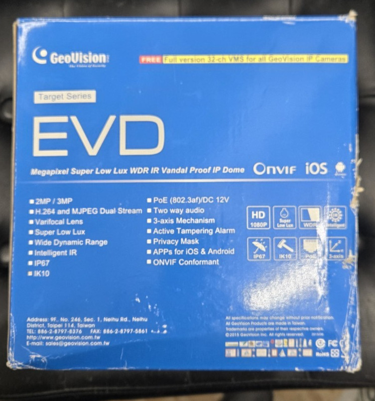 *NEW* GeoVision GV-EVD2100 2MP Super Low Lux Vandal Proof IP Outdoor Dome