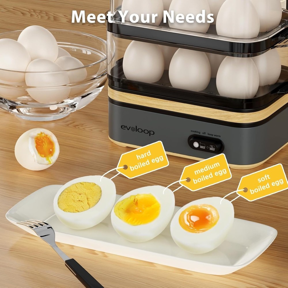 Rapid Egg Cooker Electric 12 Eggs Capacity, Soft, Medium, Hard Boiled,... (Grey)