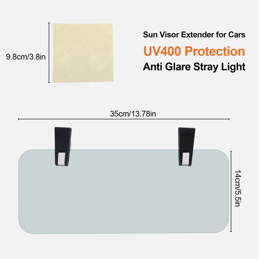 Sun Visor Extension for Cars Panel Anti-Glare Adjustable Universal Visor Shield