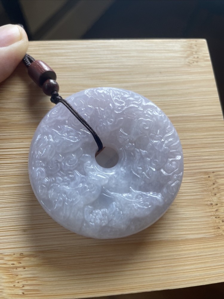 純天然翡翠A貨 老坑冰淡紫羅蘭 九龍平安環 帶國檢證書Genuine Grade A Burma Jade