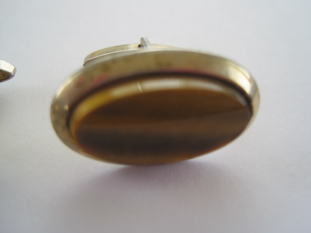 Swank Cuff Links Agate Gold Tone Oval Vintage