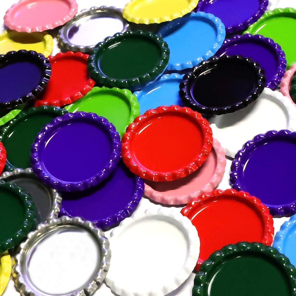 100 PCS Flat Bottle Cap Craft Stickers Double Sided Mixed