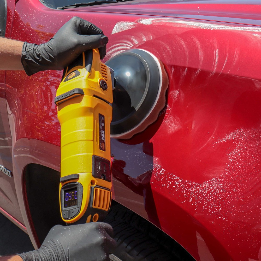 8" Red Waffle Foam Buffing Pad Hook and Loop Backing - Extra Coarse Buffing P...