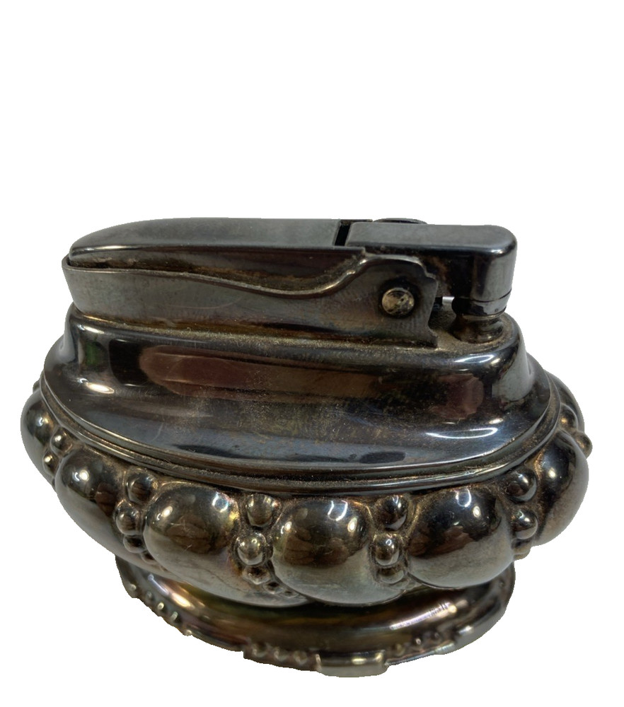 Vintage New Ronson Crown Table Lighter  Silver Plated 50's Second Version