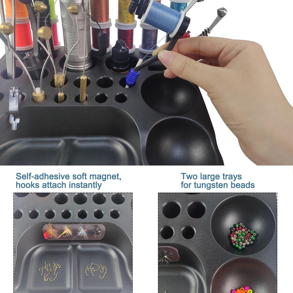 Aventik ABS Fly Tying Tool Caddy Desktop Organizer Soft MagnetThread SpoolStand