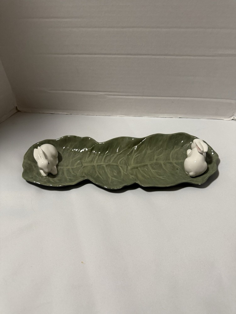 Department 56 Bunny Rabbit Oblong Platter Easter Tray