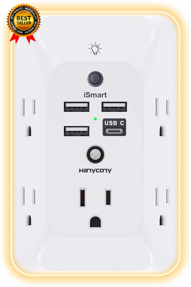 Outlet Extender with Night Light,  Multi Plug Outlet USB Wall Charger Surge