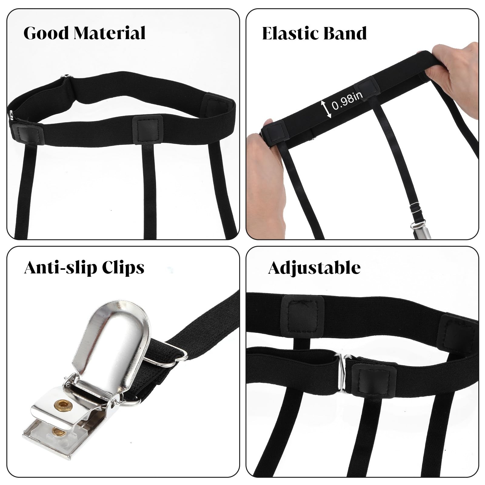 Thigh High Garter Belts for Women with Anti Slip Clips Adjustable Elastic Gar...