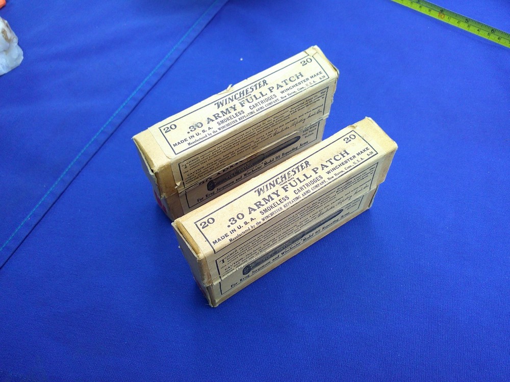 2 Vintage Winchester .30 Army Full Patch Ammo Box Boxes Empty