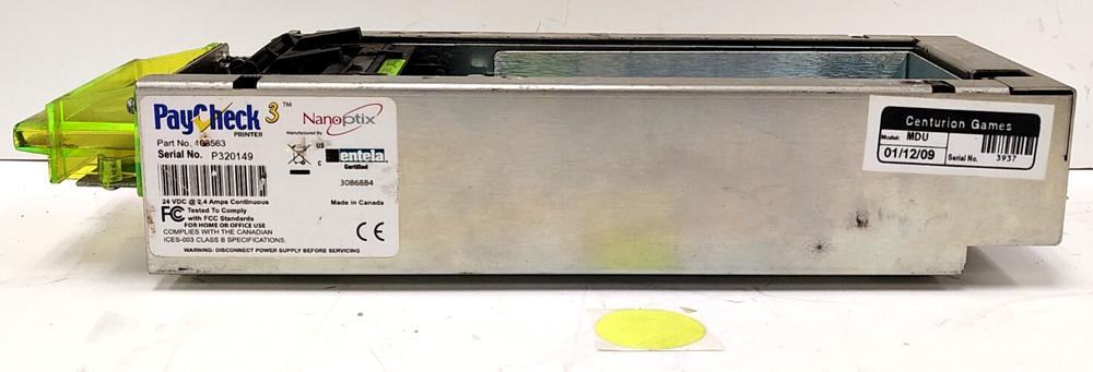 NANO PTIX PAYCHECK PRINTER 24VDC @ 2.4A CLASS B 103563