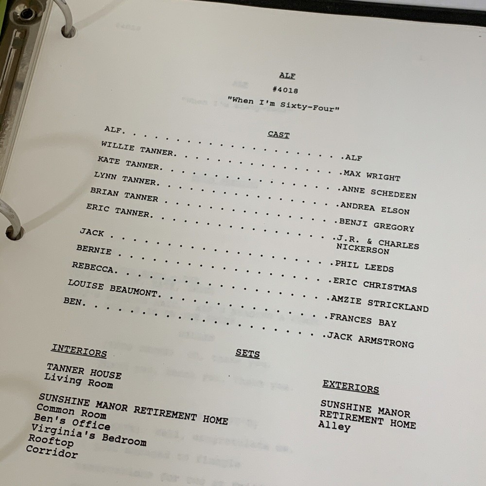Original Alf TV Script Show, UNIQUE COPY! “When I’m Sixty-Four” #4018