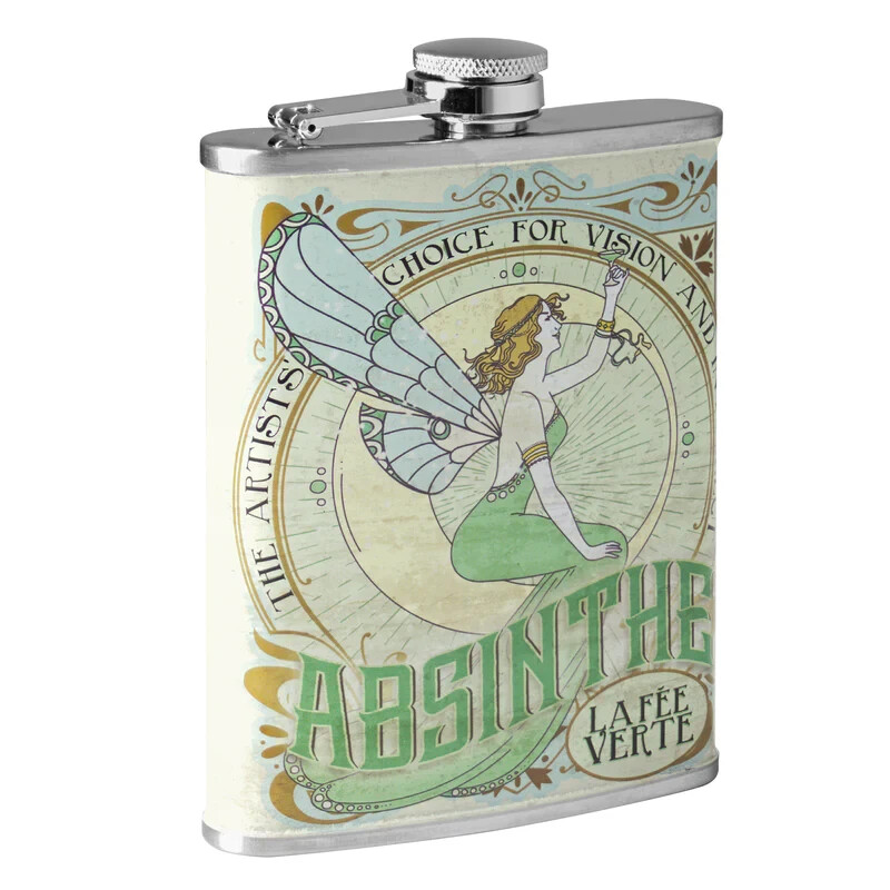 Absinthe Green Fairy Stainless Steel Flask