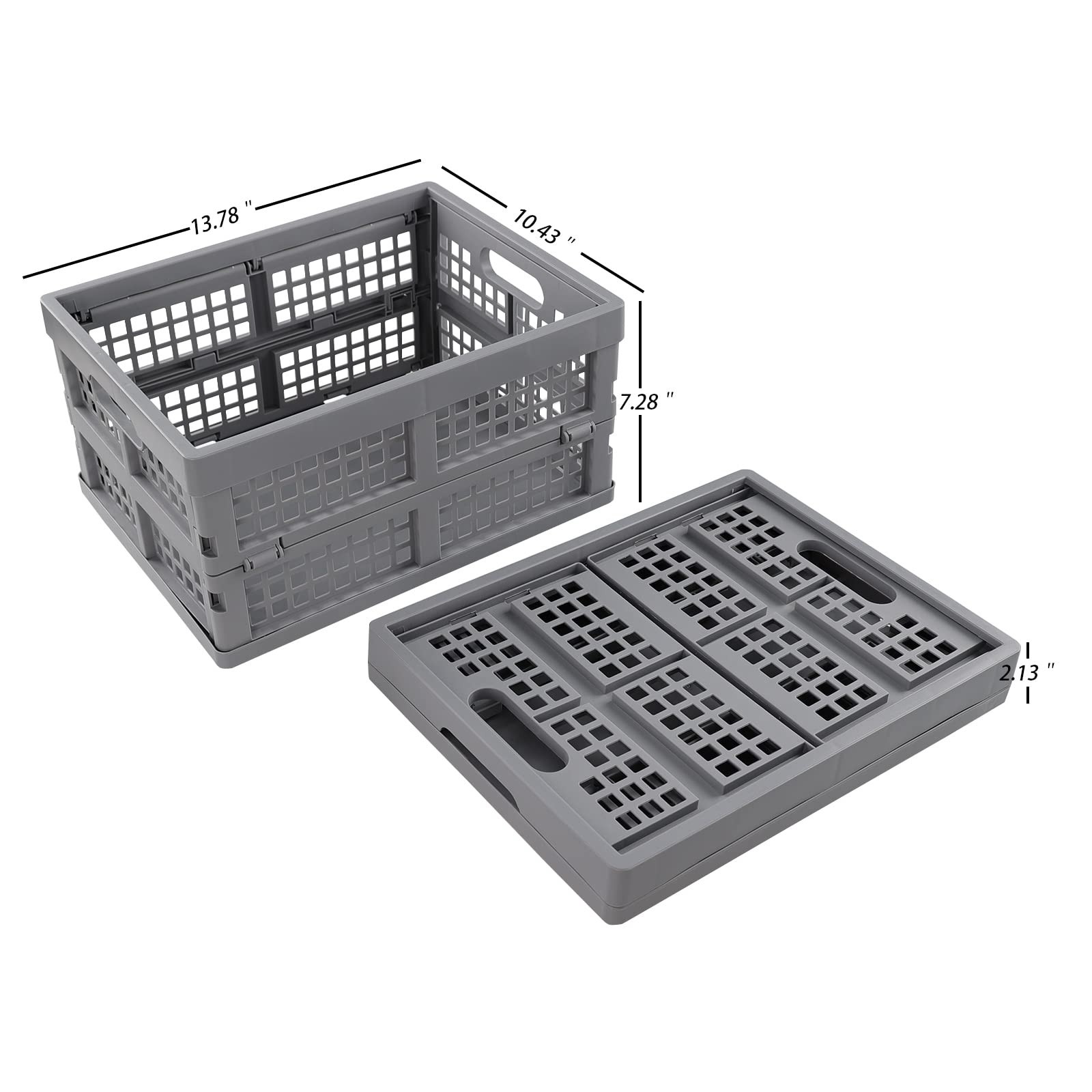 15 Liter Collapsible Storage Crate, Foldable Plastic Crates Set of 4